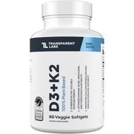 Transparent Labs Vitamin D3 K2 - Vitamin D & K2 Vitamin Supplement for Men & Women, Vegan-Friendly D