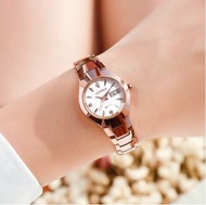 全城熱賣 - 鎢鋼潮防水手錶女石英表(玫殼白麵玫風箏鑽/雙曆）