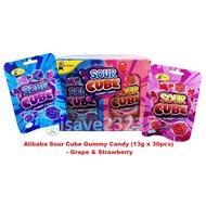 Alibaba Sour Cube Gummy Candy (13g x 30pcs) - Grape & Strawberry