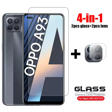4-in-1 For Glass Oppo A93 Tempered Glass A72 A52 A92 A53 A32 A31 A91 A12 Camera Lens Screen Protecto