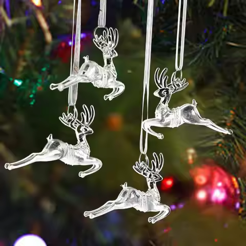 4Pcs Christmas Tree Acrylic Pendant Gift Christmas Tree Hanging Ornament for Anniversary Cafe Party 