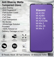 Xiaomi Mi A1 A2 Lite A3 5X 6X CC9e Mix 2 2S 3 Anti Blueray Matte Full Screen Frame Tempered Glass