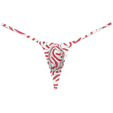 Men's Thongs Underwear Pouch Tangas Men Multicolor Print Briefs Thong G-String, High Elastic Thongs 
