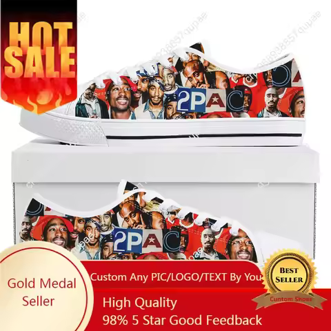 Rap 2Pac Tupac Low Top High Quality Sneakers Mens Womens Canvas Sneaker All Eyez on Me Casual Couple