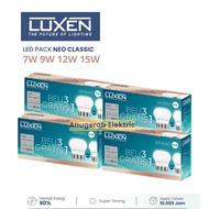 CAHAYA LUXEN Neo Classic LED Lamp Pack 4pcs 7W 9W 12W 15W White Light SNI E27 Bulb (Buy 3 Get 1 Free