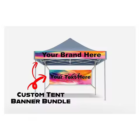 Customizable Tent Banner - Personalized Logo & Business Name, 3x5ft Backdrop & 6x1ft Top Banner, Dur