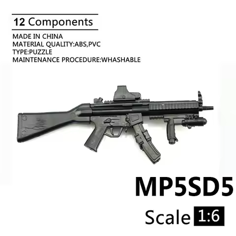 1:6 Scale MP5SD5 Submachine Gun Plastic Assembled Firearm Weapons Puzzle Model for 12 Inch Action Fi