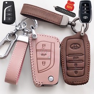 Leather Car Key Case Cover for Toyota Vios Hilux Revo Innova Fortuner Harrier Camry Vellfire Alphard Vellfire Estima Yaris Key Cover Altis Revo Innova Key Cover Accessories