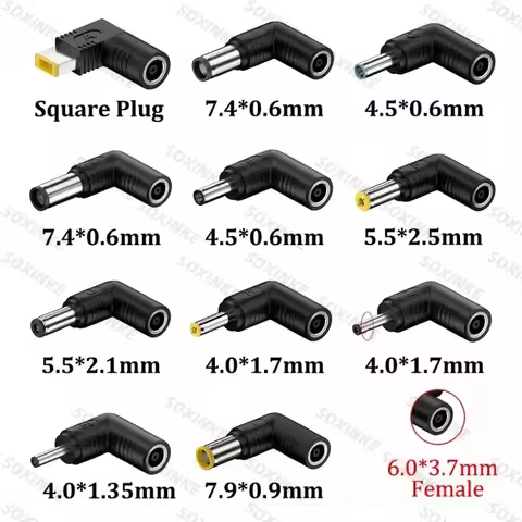 6.0x3.7mm female interface socket Connectors to DC 5.5*2.5mm 4.5x3.0 4.0x1.7 7.4x5.0 Square Male plu
