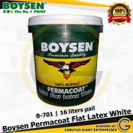 Boysen Premium Quality Permacoat Flat Latex White B-701 16 liters (pail) 100% Acrylic
