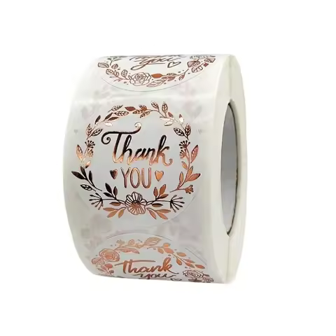 500 PCs Thank You Stickers, Monogrammed Floral Pattern Label Stickers, Thanksgiving Gift Stickers, S
