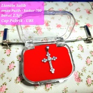 Liontin Salib Emas Putih 750