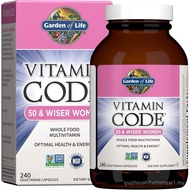 Garden of Life Multivitamin for Women 50 & Over, Vitamin Code Women 50 & Wiser Multi - 240 Capsules 