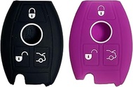 Key Fob Cover for CLK ML350: 2 Pcs 3 Buttons Silicone Remote Case Protector Fit for Mercedes Benz E5