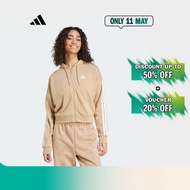 Lifestyle Essentials 3-Stripes French Terry Full-Zip Hoodie Women Brown JY3133