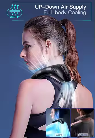 New Neck Air Conditioner Portable Neck Fan Rechargeable Semiconductor Cooling Bladeless Fan Outdoor 