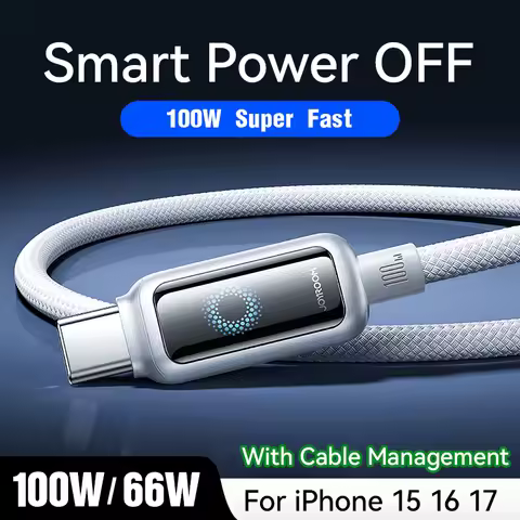 Joyroom 100W USB C Cable Automatic Power Off Fast Charge Type C Cable For iPhone 16 15 Pro Max Xiaom