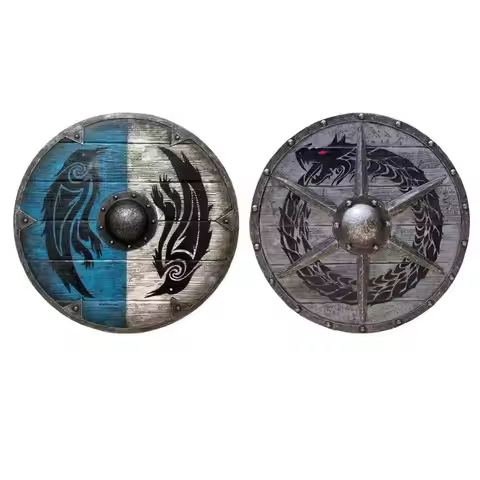 New Viking Shield Decorative Shield Wooden Eivor Valhalla Raven Medieval Viking Shield Cosplay Party