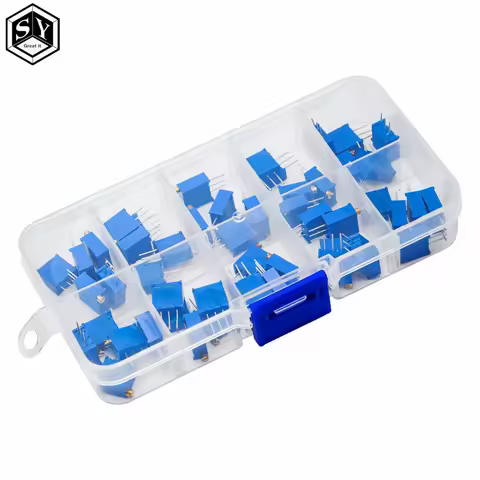 50PCS 3296W Multiturn Trimmer Potentiometer Kit High Precision 3296 Variable Resistor 500R 1K 2K 5K 