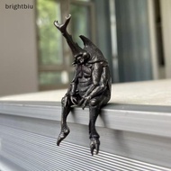 [brightbiu] Antique Brass Realistic Beetle Sculpture Dual Horned Beetle Figurine With Intricate Deta