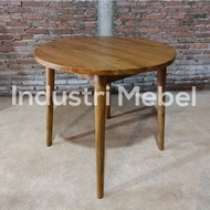 Round Cafe Dining Table - Cafe Teak Mimimalis Round Table