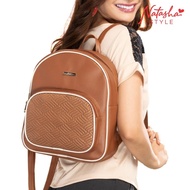 Ladies' Tan Quilted Mini Backpack School Bag Material: Man-made Leather, Size: 12"x 3 1/4"x 10"