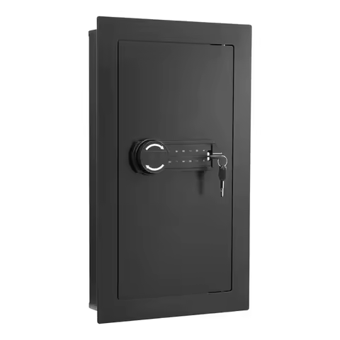 Wall Safe, 3-Tier Hidden Wall Mounted Safe with Password & Key, Q235 Cold-Rolled Steel In-Wall Box