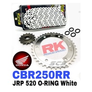 JRP Sprocket Set Honda CBR250RR New 520 O-Ring White Chain Rantai Putih CBR250 RR CBR 250RR Accessor