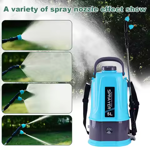 5L Battery Powered Sprayer Rechargeable Electric Sprayer with 5 Mist Nozzles Garden Sprayer for Yard