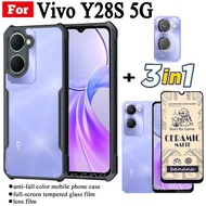 3 in 1 Vivo Y28s เคสโทรศัพท์กันกระแทกสําหรับ Vivo Y18 Y18E Y03 Y28 Y38 5G เซรามิค Frosted ฟิล์ม + ฟิ