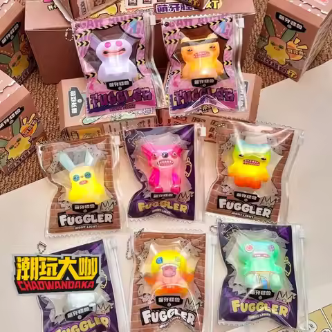 Fuggler Monster Blind Box Glow Night Light Keychain Cute Ugly Pendant For Car Bag Decor Creative Gif