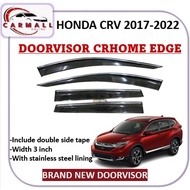 Honda CRV 2017-2025 Stainless Steel Chrome Edge Door Visor | Acrylic Material With Stainless Steel C