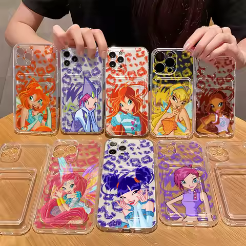 Cartoon Girl W-Winx Clubs Card Hold Case For Xiaomi Redmi 13C 12C 10C Note 14 13 12 12s 11 Pro Plus 