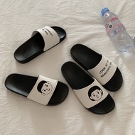 selipar wanita selipar getah wanita selipar pantai Cute Nordic ins Cartoon Flat Couple Slippers