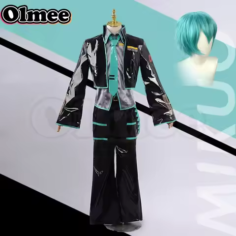 [Olmee] In Stock Black Male Miku Man Boy Mikuo Odoko Doujin Fanart Leather Cosplay Costume Full Set 