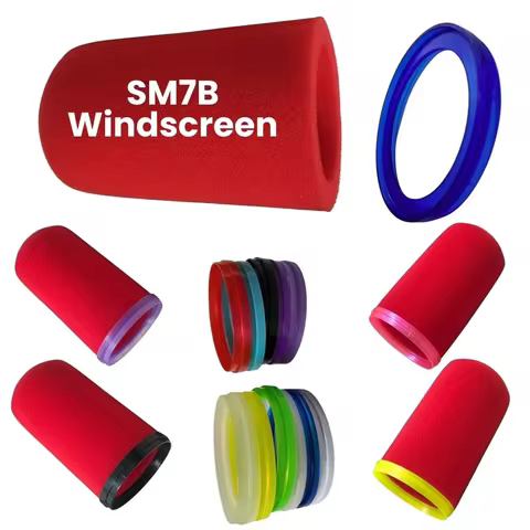 Red Soundproof Foam Mic Cover with Fixing Rings Multiple Colors Compatible with Shure SM7B MV7 SM7dB