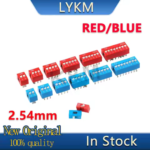10/PCS Red Blue Dip switch 1 2 3 4 5 6 7 8 9 10 PIN Toggle Switch Spacing 2.54MM Foot Distance In St