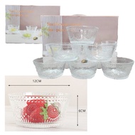 Daily Necessities Six-Piece Sunflower Embossed Glass Bowl Fruit Plate/Display Plate/Glass Plate/Sala