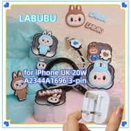 Labubu Zimomo Charger case for UK 20w A2344/A1696 3-pin plug square for iPhone 16 promax 1514 13 12 
