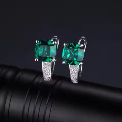 JewelryPalace Simulated Green Emerald Created Ruby Sapphire 925 Sterling Silver Hoop Earrings for Wo