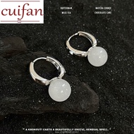 Original earings silver 925 italy Natural white jade opal earrings hypoallergenic hikaw for women