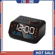 ALMOND Led Digital Alarm Clock Fm Radio Dimming Rechargeable Temperature Humidity Meter With Snooze Function