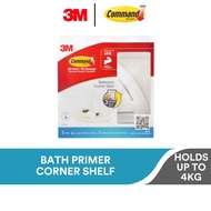 3M Command White Bathroom Primer Corner Shelf, 17627D (Up to 4kg), Water Resistant,  Organize