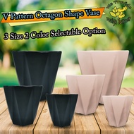 [VV202] - 3 Size option & 2 Color Selection option V Pattern Octagon Shape Ceramic Vase