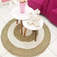 Rug Anyaman Seagrass / Karpet Anyaman / Karpet Bulat / Floor Mat 120 Minimalis Aesthetic Elegan Prem