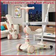 Kid scooter with fun music headlights, balance footrest, permanent glowing wheels 2-12 Years Childre