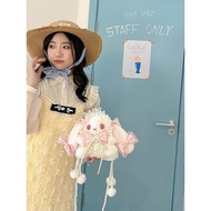 Lolita Bucket Free Bag Lolita Hand-Made No Dangling Rabbit Doll Bowknot Free Bag Shoulder Messenger 
