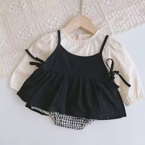 2024 Spring Baby Clothes 2pcs Set Siblings Clothes Infant Girls Bodysuit Big Sisters Dress Toddler S