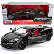 All Star Toys Exclusive 2020 Corvette C8 Stingray Hitam dengan Bahagian Dalaman Merah 1/24 Model Die