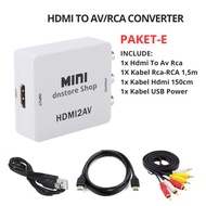 HDMI TO AV/RCA + HDMI CABLE 1.5M + RCA CABLE 3 RCA - 3 RCA 1.5M